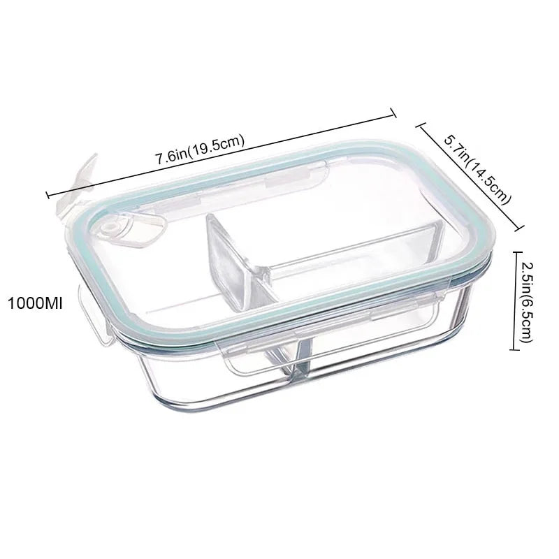 BOZZH Glass Bento Lunch Box Microwavable Bento Box With Thermal Bag Food Container StorageFood Bento BoxTupper Cristal Meal Prep