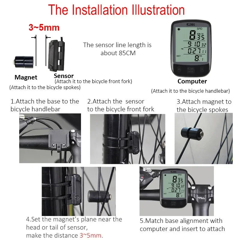 Bike Computer Waterproof Bicycle Wired Speedometer Odometer Stopwatch Lcd Riding Speedometer Display Bicycle Accessories