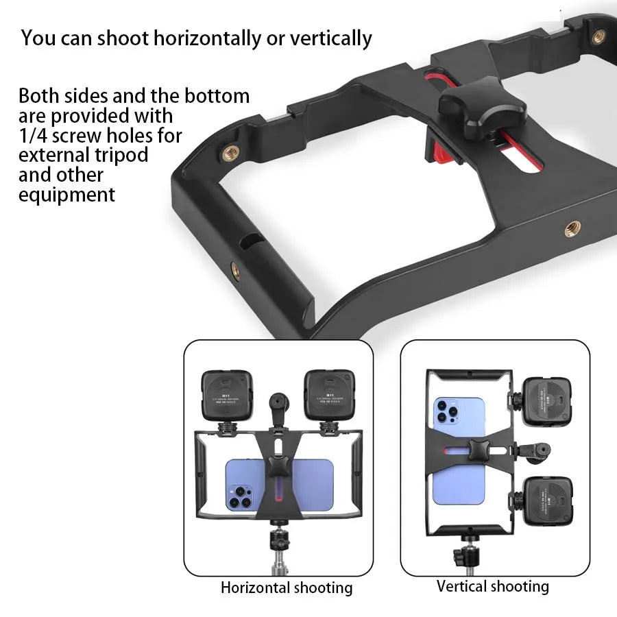 Handheld stabilizer rotating gimbal holder, mobile phone microphone holder, fill light, live streaming mobile phone frame
