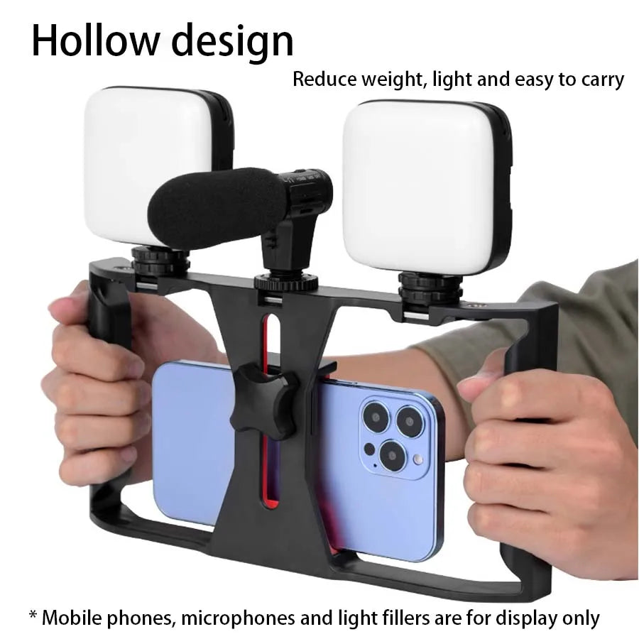 Handheld stabilizer rotating gimbal holder, mobile phone microphone holder, fill light, live streaming mobile phone frame