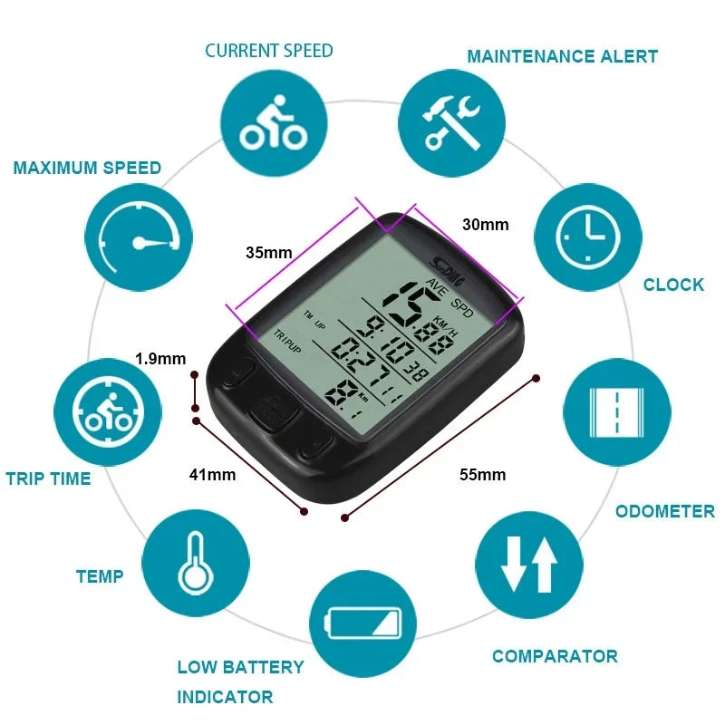 Bike Computer Waterproof Bicycle Wired Speedometer Odometer Stopwatch Lcd Riding Speedometer Display Bicycle Accessories