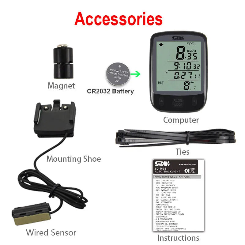 Bike Computer Waterproof Bicycle Wired Speedometer Odometer Stopwatch Lcd Riding Speedometer Display Bicycle Accessories